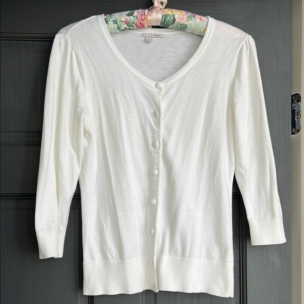 Halogen, White Button-Up Women's Sweater, size small